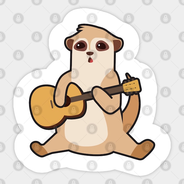 Meerkat at Music with Guitar Sticker by Markus Schnabel